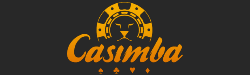 Casimba casino logo and text expressed in bright orange and yellow gradient 